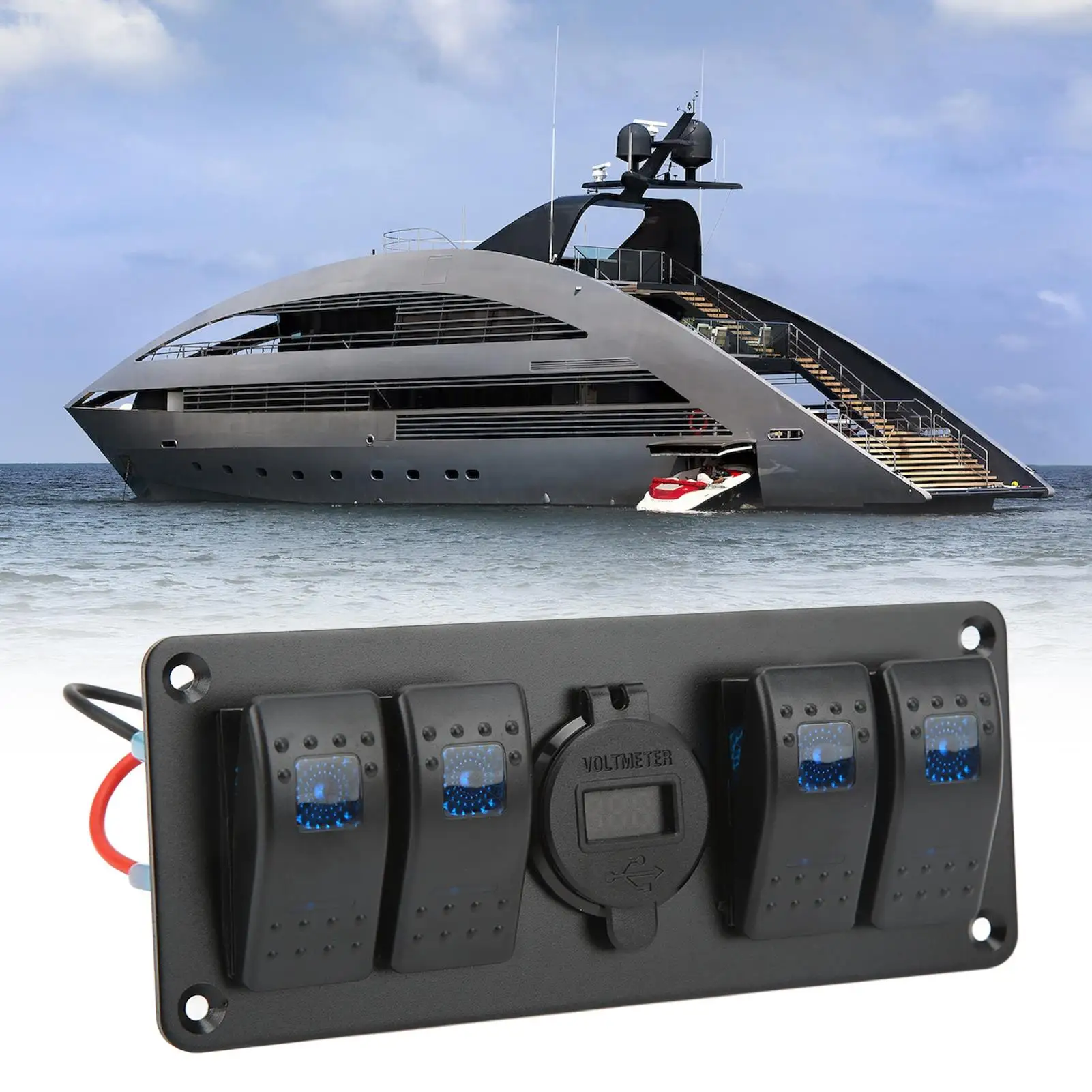 RV لوحة التبديل تنوعا 4 في 1 مزيج المزدوج USB LED الجهد عرض لوحة التبديل 12 فولت إلى 24 فولت تيار مستمر للشاحنة