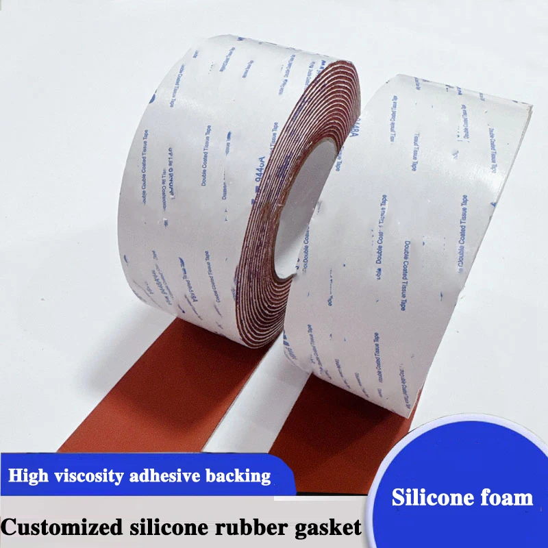 1 Meter Red Self-Adhesive Silicone Foam Strip High and Low Temperature Resistant Foam Silicone Shock-Absorbing Sealing Gasket