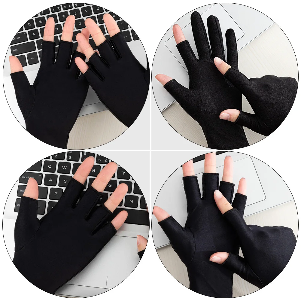 ถุงมือป้องกันแสงแดด 4 ชิ้น ถุงมือกันแดดบางเฉียบระบายอากาศได้สำหรับผู้หญิงกีฬากลางแจ้งขี่จักรยานวิ่งออกกำลังกาย
