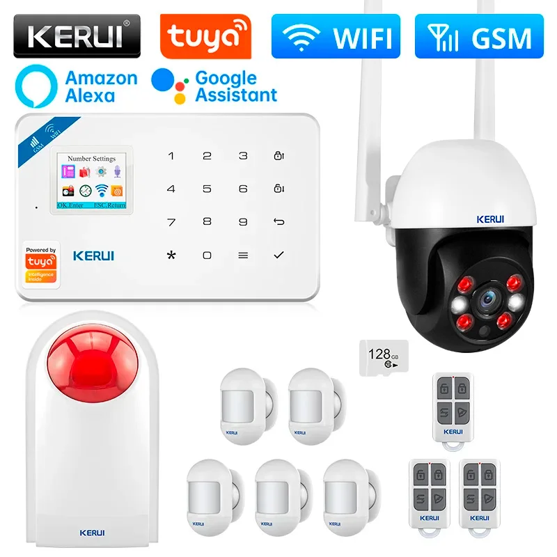 Kerui w181 wifi gsm zentrale zentrale alarm panel alarmsystem für home brechler smart life app steuerung mit bewegungs sensor detektor