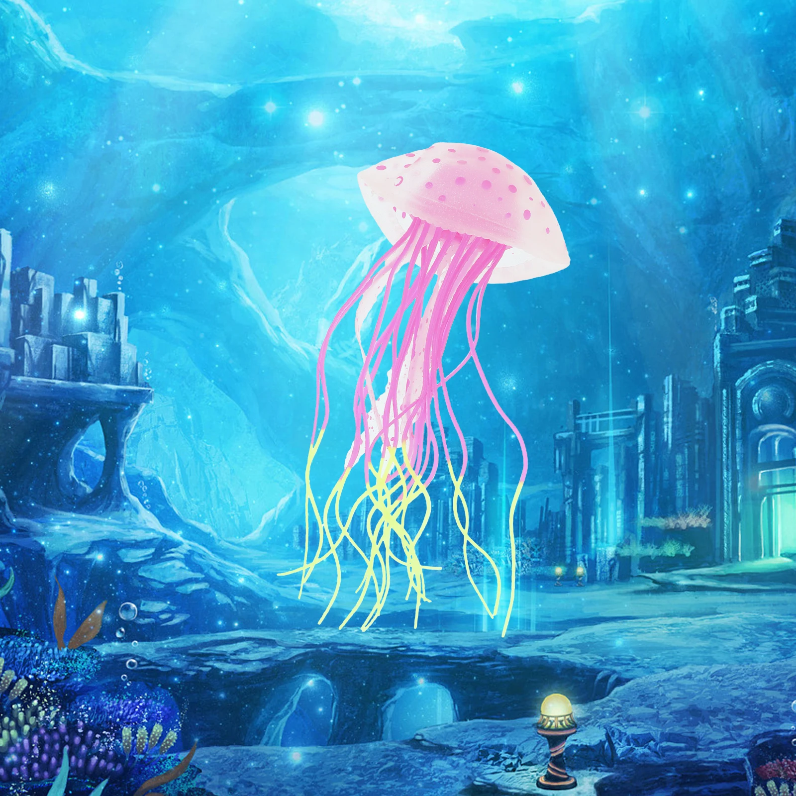 

Simulated Jellyfish Decorations Premium Silicone Wear Resistant Aquarium Tank Realistic Ornament Lifelike Decor Pet