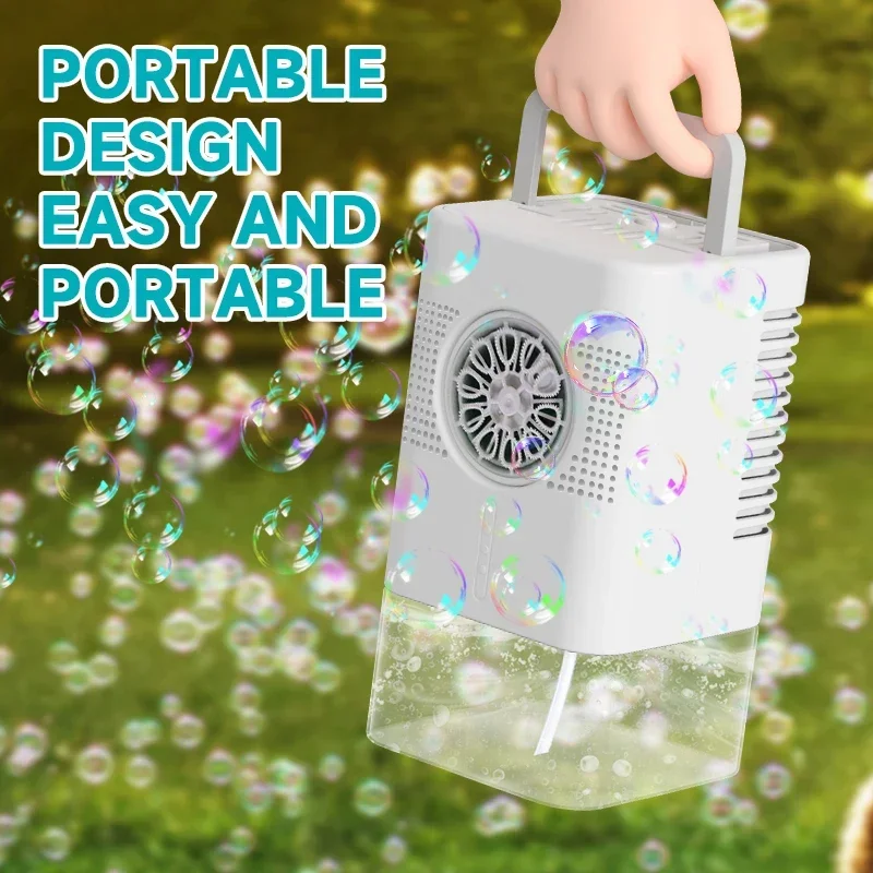 Soplador automático de pistola de burbujas, máquina sopladora de burbujas con juguetes ligeros para niños, juego de burbujas para fiesta al aire libre en la playa, regalos de navidad para niños