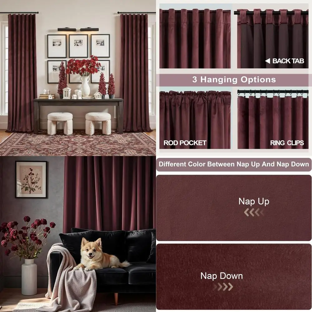 

Mauve 96 Velvet Curtains for Living Room, Bedroom, and Dining - Light Blocking, Energy Efficient, Cute, Thick Privacy Panels