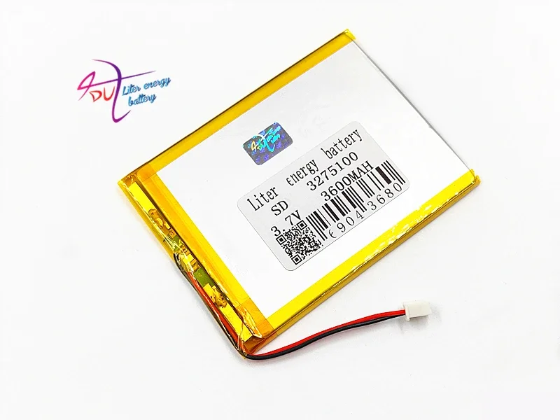 JST 2.54mm 2pin 3275100 3.7V 3600MAH with protective plate 3575100 polymer lithium battery LED lights mobile power supply