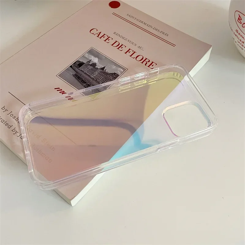 Luxury Matte Aurora Laser Gradient Case For iPhone 14 13 12 15 16 Pro Max 17 Pro Max Plus 17Air Color Changing Shockproof Cover