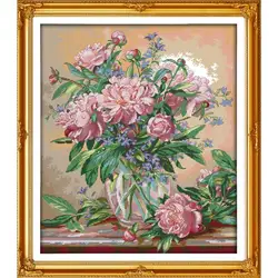 DIY Floral Pattern Pink Flower Vase Cross Stitch Kit Aida 14CT 11CT Counted Canvas Printed Fabric Embroidery Set Home Decor Gift