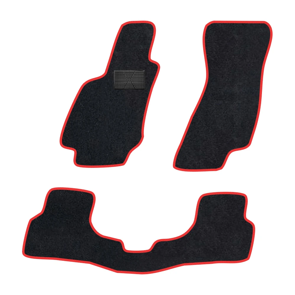 Car Floor Mat For   Audi A6 2019–present C8/4K  Polyester suede Anti Slip black Backing red Binding Trim Edge