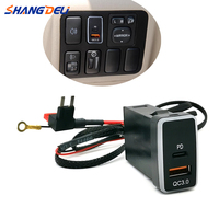 Car Dual Charger Type-c PD QC3.0 USB Phone Adapter For Toyota Land Cruiser Reiz Hilux Prado 120 FJ CRUISE