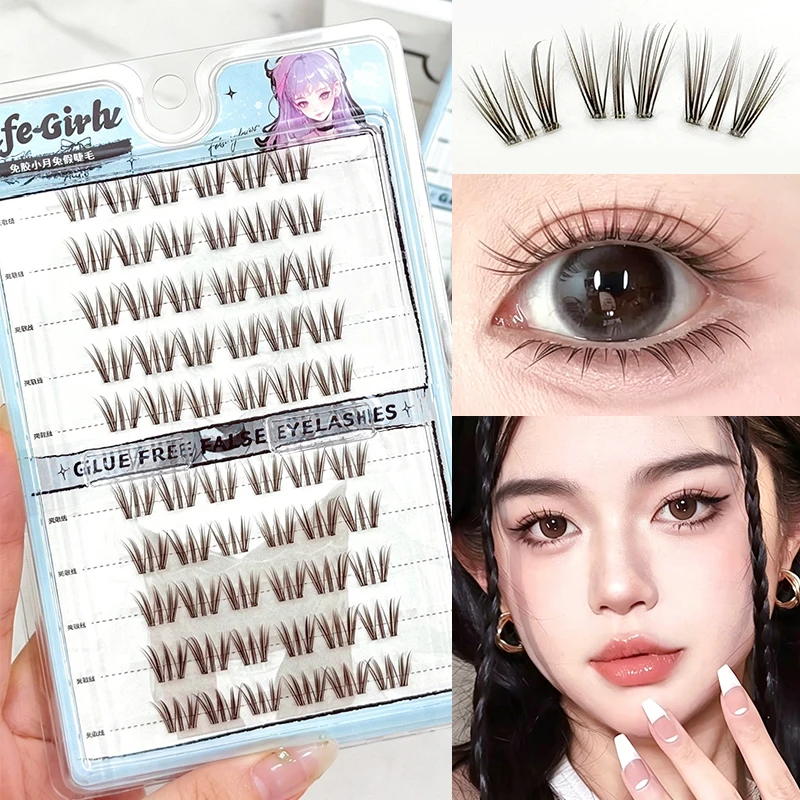 Life Girls Self-Adhesive French Style Cluster Lashes Natural Thick Easy Apply Beginner Friendly Reusable Eyelashes