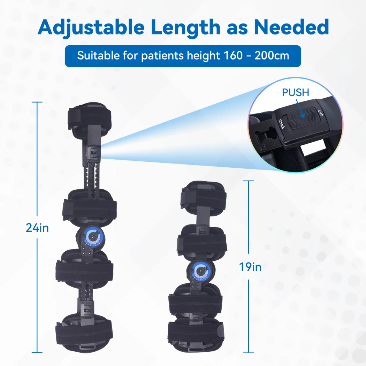 Hinged ROM Knee Brace, Adjustable Post Op Knee Immobilizer for ACL, MCL, PCL Injury, Orthopedic Protection Support Stabilization