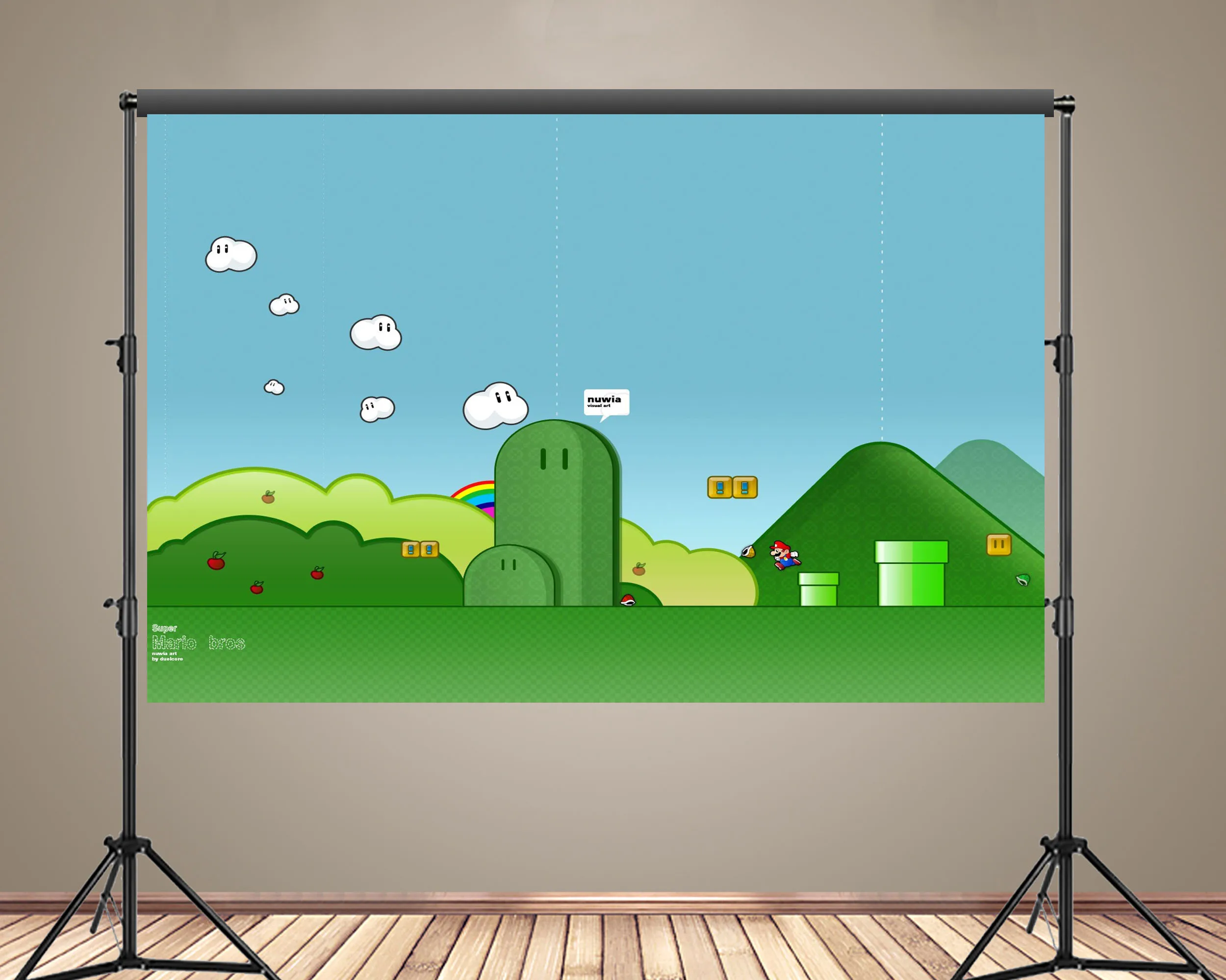 Super Mario Game Theme Backdrop Kids Birthday Party Decoration Green Cactus Wallpaper Photography Background Custom Banner Props