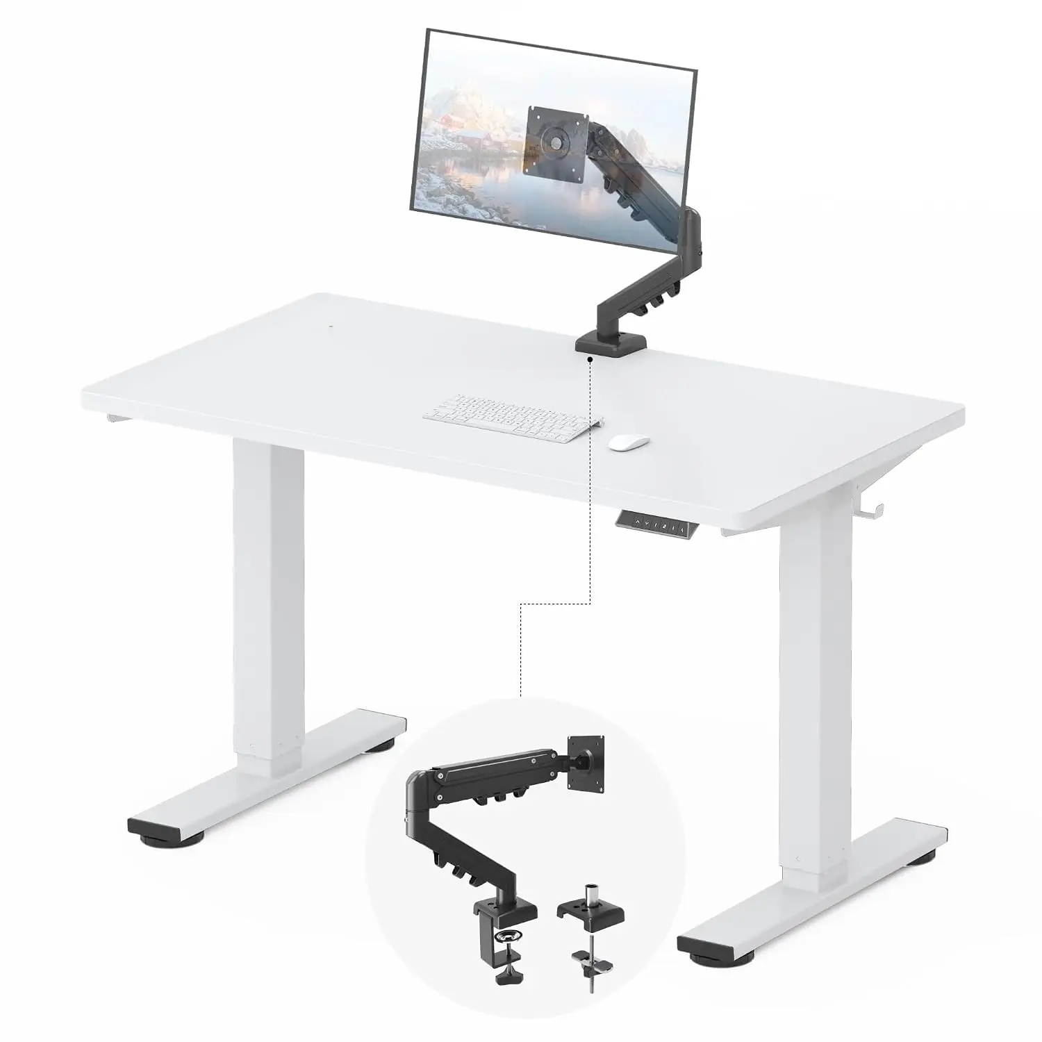 Height Adjustable Electric Standing Desk 48x24 Inch with Monitor Mount for Home Office White, Customized