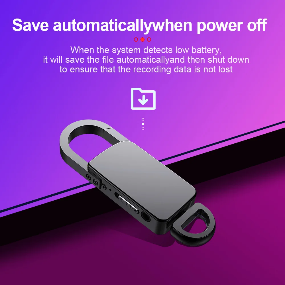 

Discreet Mini Voice Recorder Keychain, 25 Hours Continuous Record, Voice Activated Mode, Timestamp, Zinc Alloy Body, MP3 Player