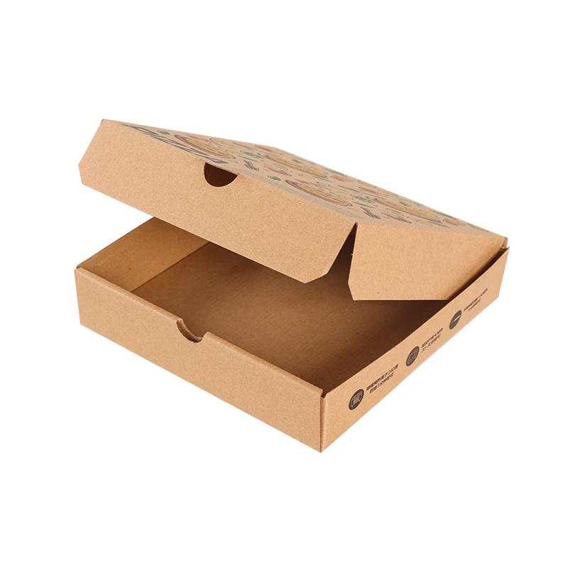 Op Maat Gemaakte Producten Gegolfd Papier Op Maat Bedrukt Zeshoekige Diepte B-Fluit 7 "-16" Inch Pizzadoos Pizza