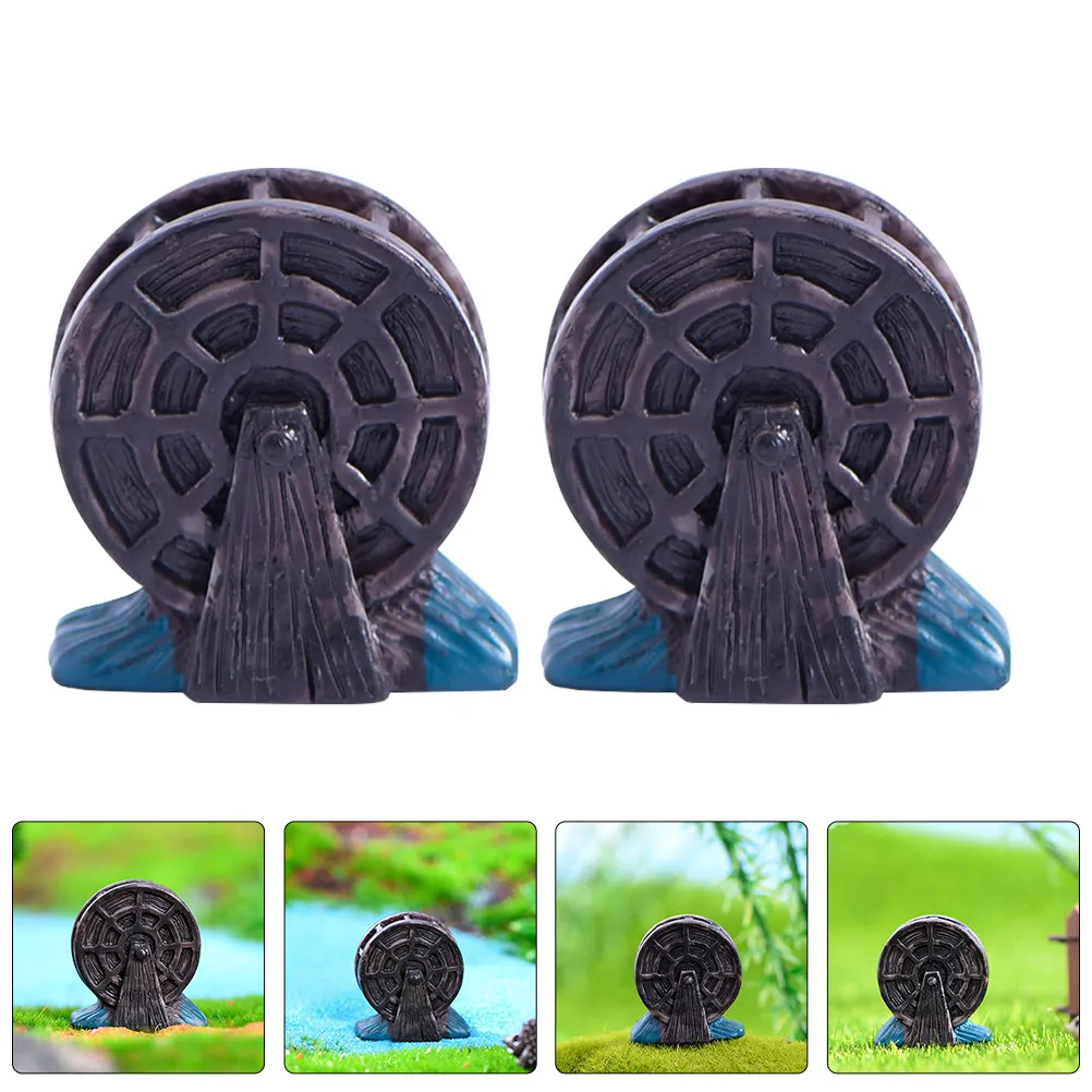 10Pcs Moss Micro Landscape Small Water Wheel Decoration DIY Garden Scenery Pond Fountain Replacement Wheel Resin Ornament