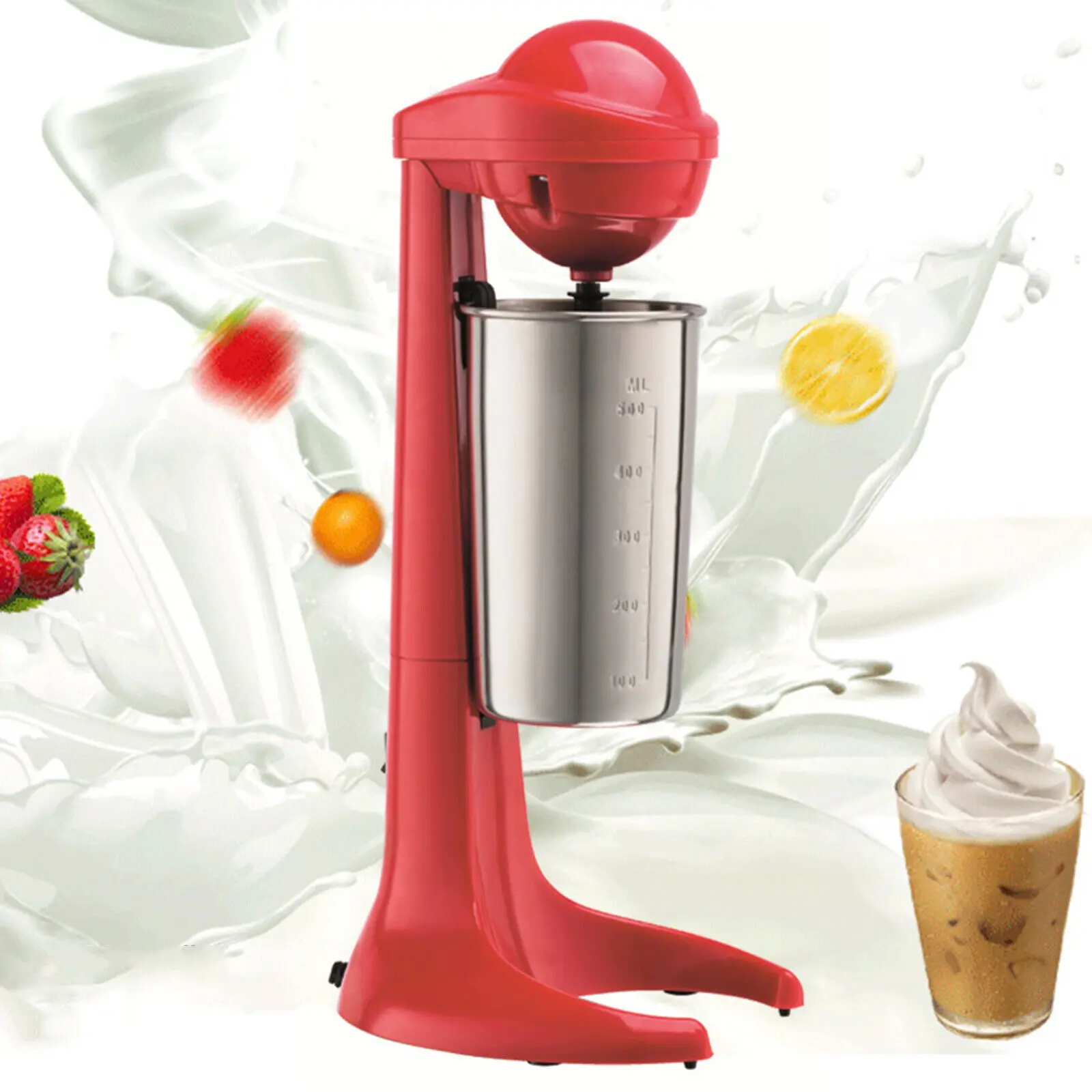 

Electric Milk Shaking Machine Maker Round Head Milk Shaking Machine Drink Mixer with 500ml Stainless Steel Cup