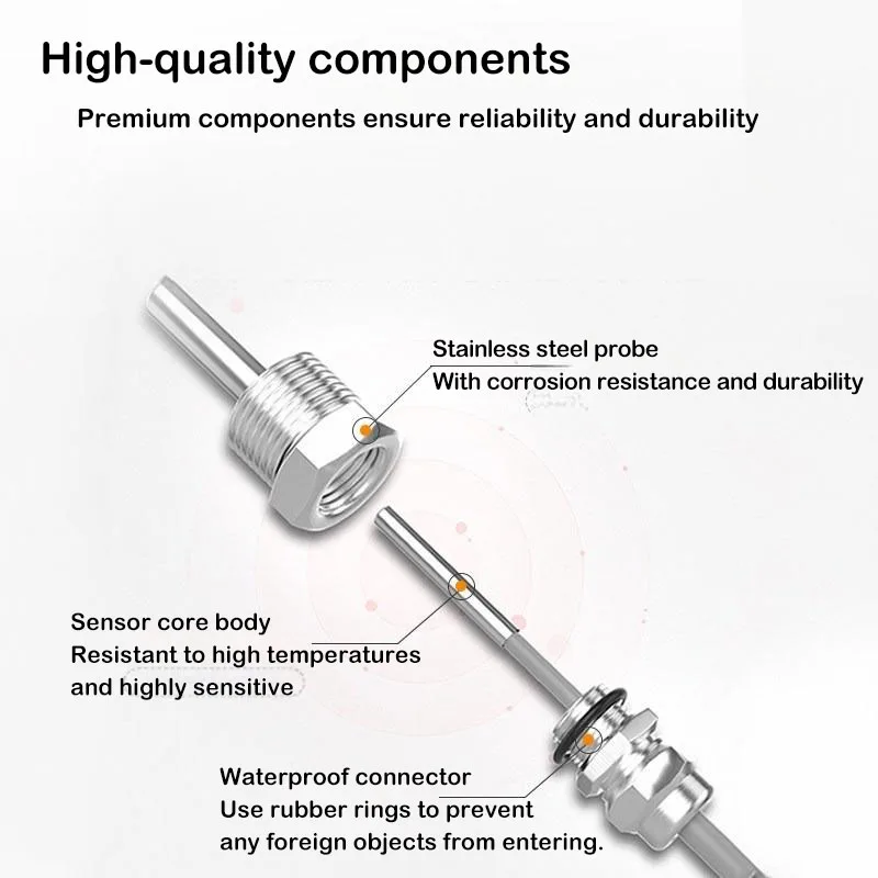 Waterproof Fixed Thread Thermoresistor 4mm x 2mm PT100 Temperature Sensor K-Type Pipe Thermocouple