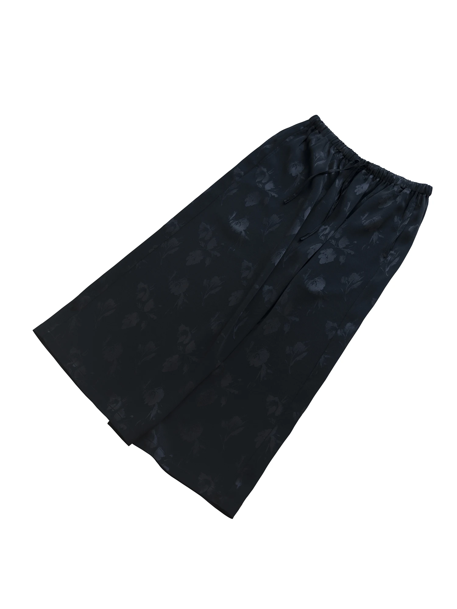 

Черная вышитая юбка А-силуэта с эластичным поясом на шнурке, повседневная летняя, стройнящая, женская, со средней талией, из полиэстеровой смеси