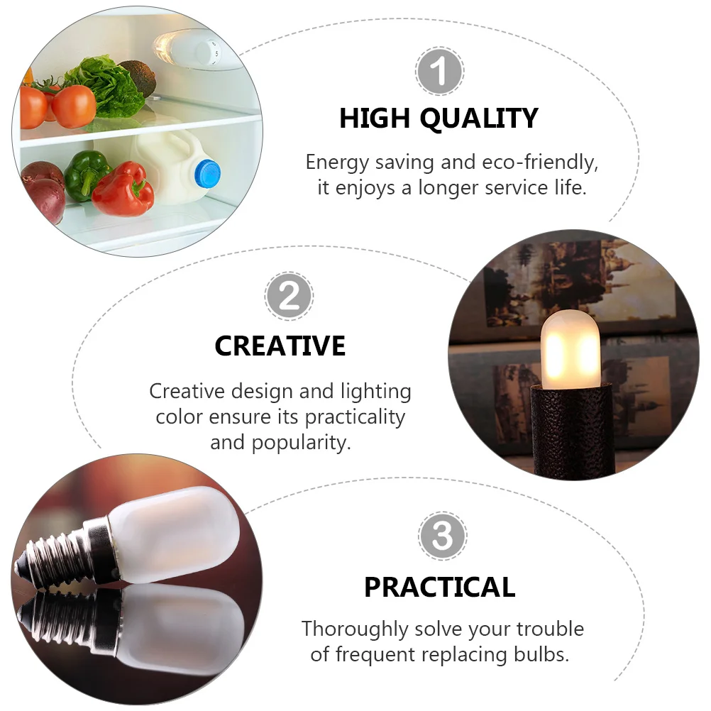 

1Pcs LED Warm Light Frosted Bulb 2700k Mini Refrigerator Bulb Cabinet Replacement Fridge Light Energy Saving 20000h Lifespan