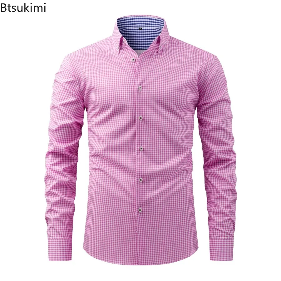 

Men's Plaid Long Sleeve Shirts Lapel Neck Button Down Casual Regular Fit Traditional Clothes Outside Work Commuting Shirt Male