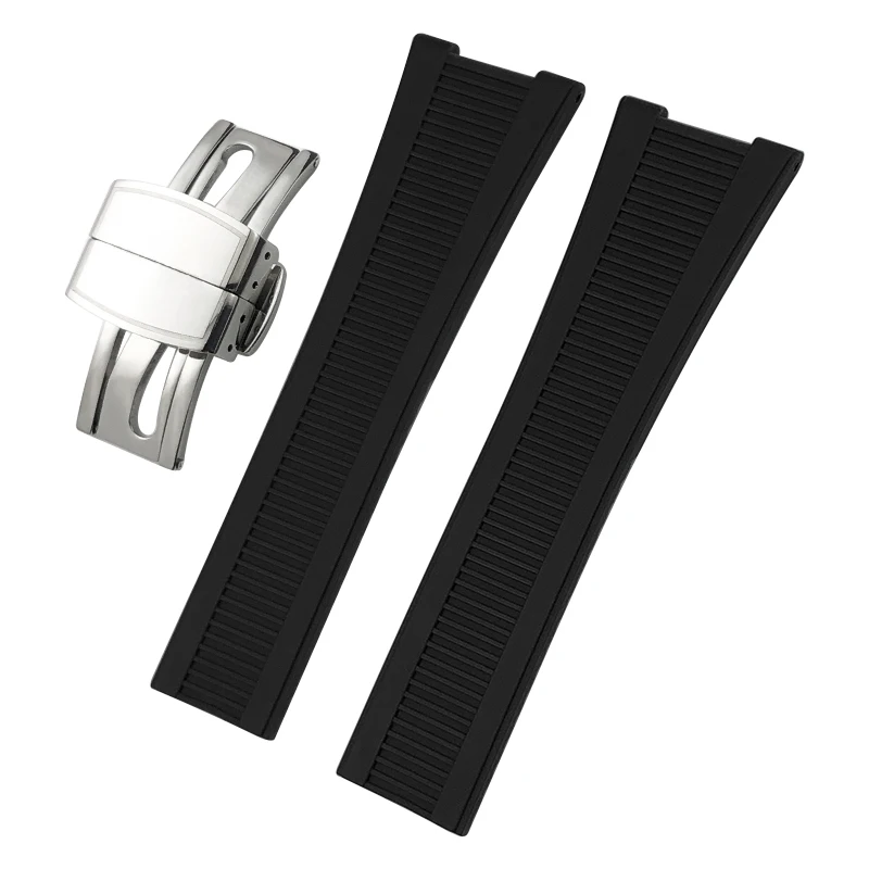 25mm 13mm Natural Rubber Concave Watch Strap for Patek Nautilus Philippe PP 5711 5712 Black Blue Gray Brown Silicone Watch Strap