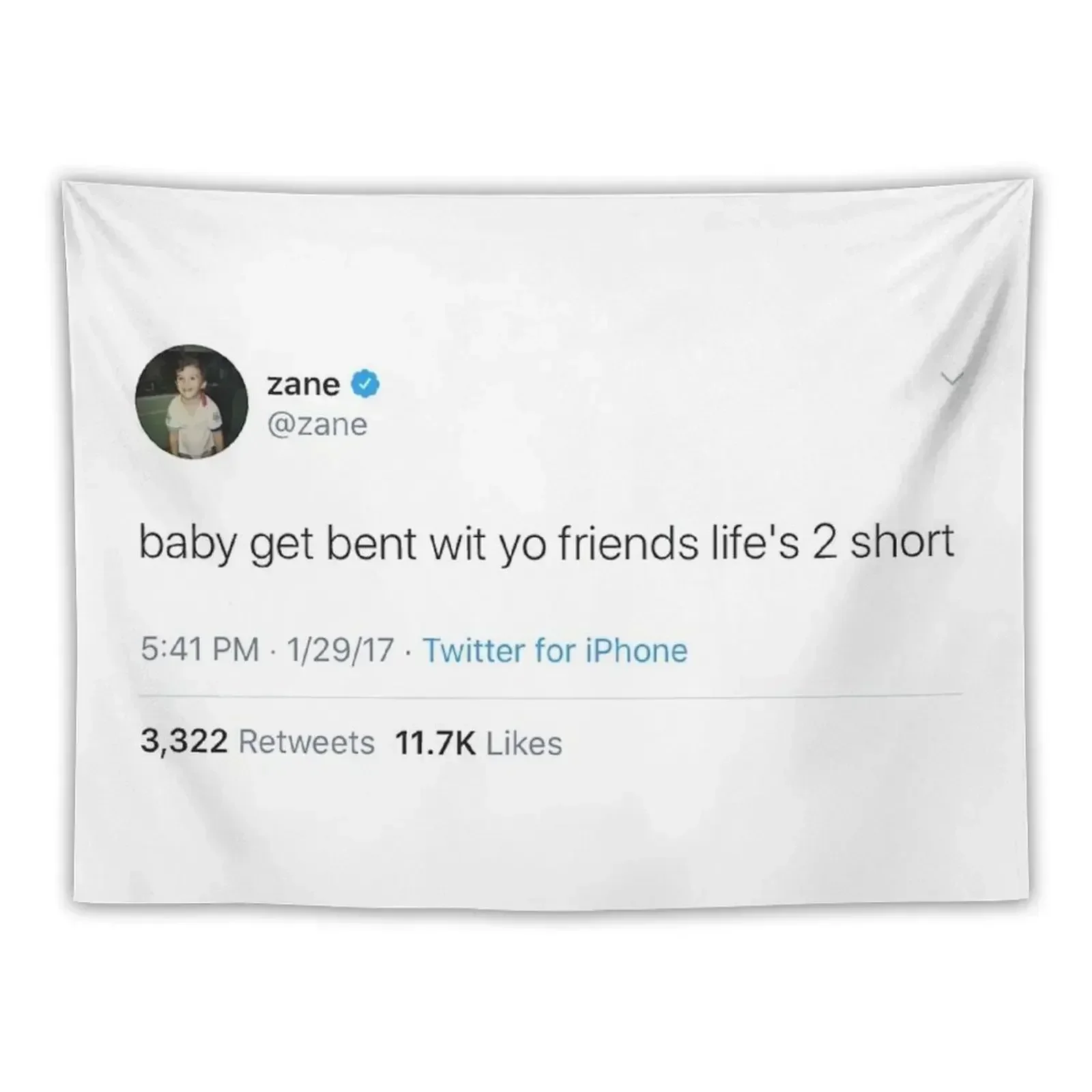 Zane tweet (vlog squad) Tapestry Custom Outdoor Decor Tapestry