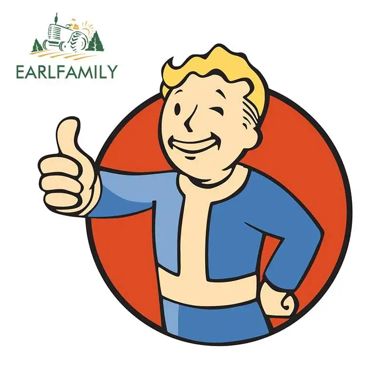 EARLFAMILY 13cm X 12.5cm Decal for Fallout Character Vault Boy Car Phone Waterproof for VAN RV 3D Vinyl Car Wrap Sticker