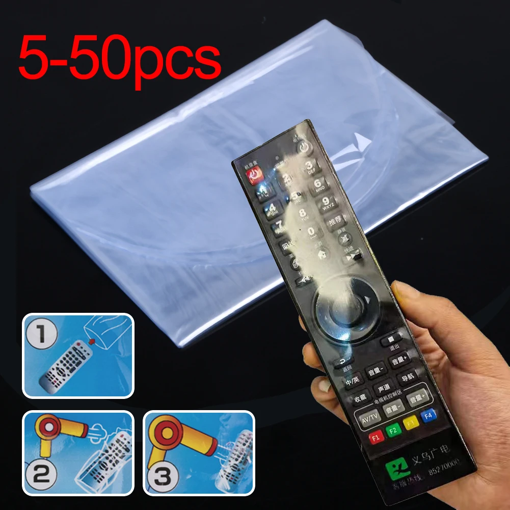 5-50pcs PVC Clear Heat Shrink Protective Film for TV Air Condition Remote Control Dustproof Cover Waterproof Protective Case