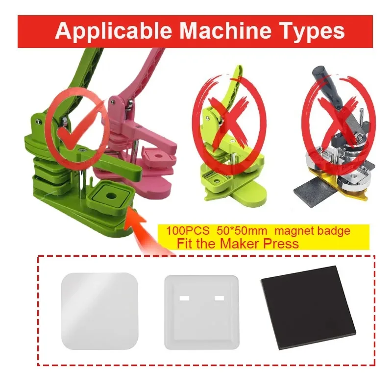 Square DIY Blank Pin Button Badge Material 50x50mm Refrigerator Magnets Badge Button Making Parts Punch Press Machine Supplies
