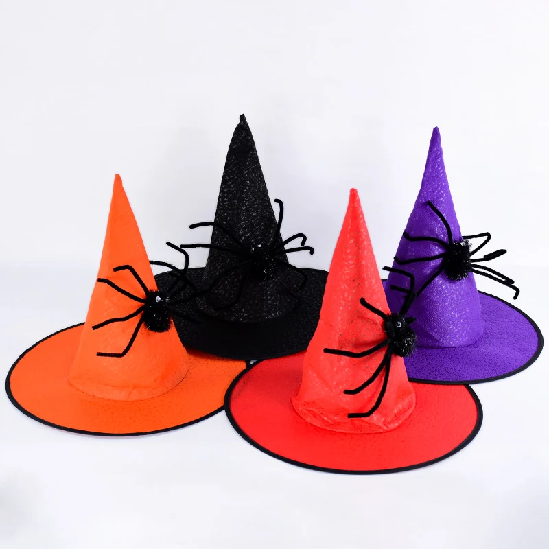 Halloween Decor Witch Hats Black Spider Doll Wizard Cap Party Cosplay Costume Props For Xmas Halloween Masquerade Party Headgear