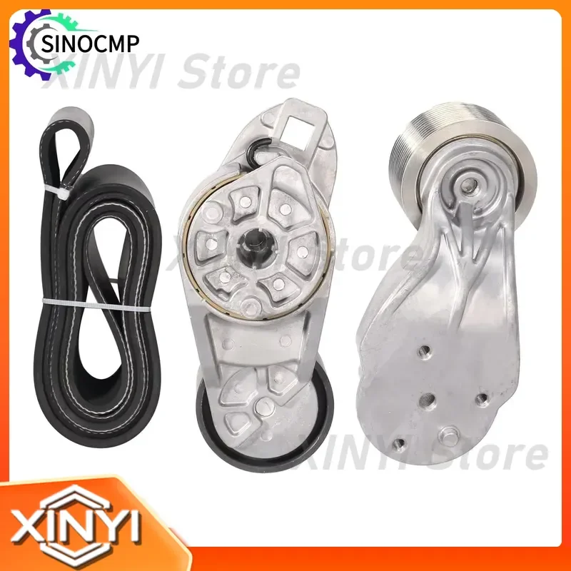 12 Grooves Fan Tensioner Set for Volvo D13 Engine 21714847 20582558 20582557 Truck Belt Tensioner Pulley V Ribbed Belt