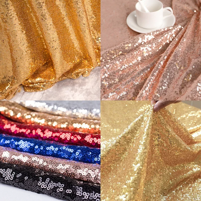 

Solid Color 3mm Encrypted Sequin Fabric DIY Pillowcase Dress Clothing Wedding Birthday Home Decor Mesh Fabric Tablecloth Decor