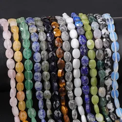 Fashion Natural Oval Shape Stone Bead Faceted Jades Tiger Eye Jaspers Loose Spacer Beads DIY Necklace Bracelet Earrings 6x8mm