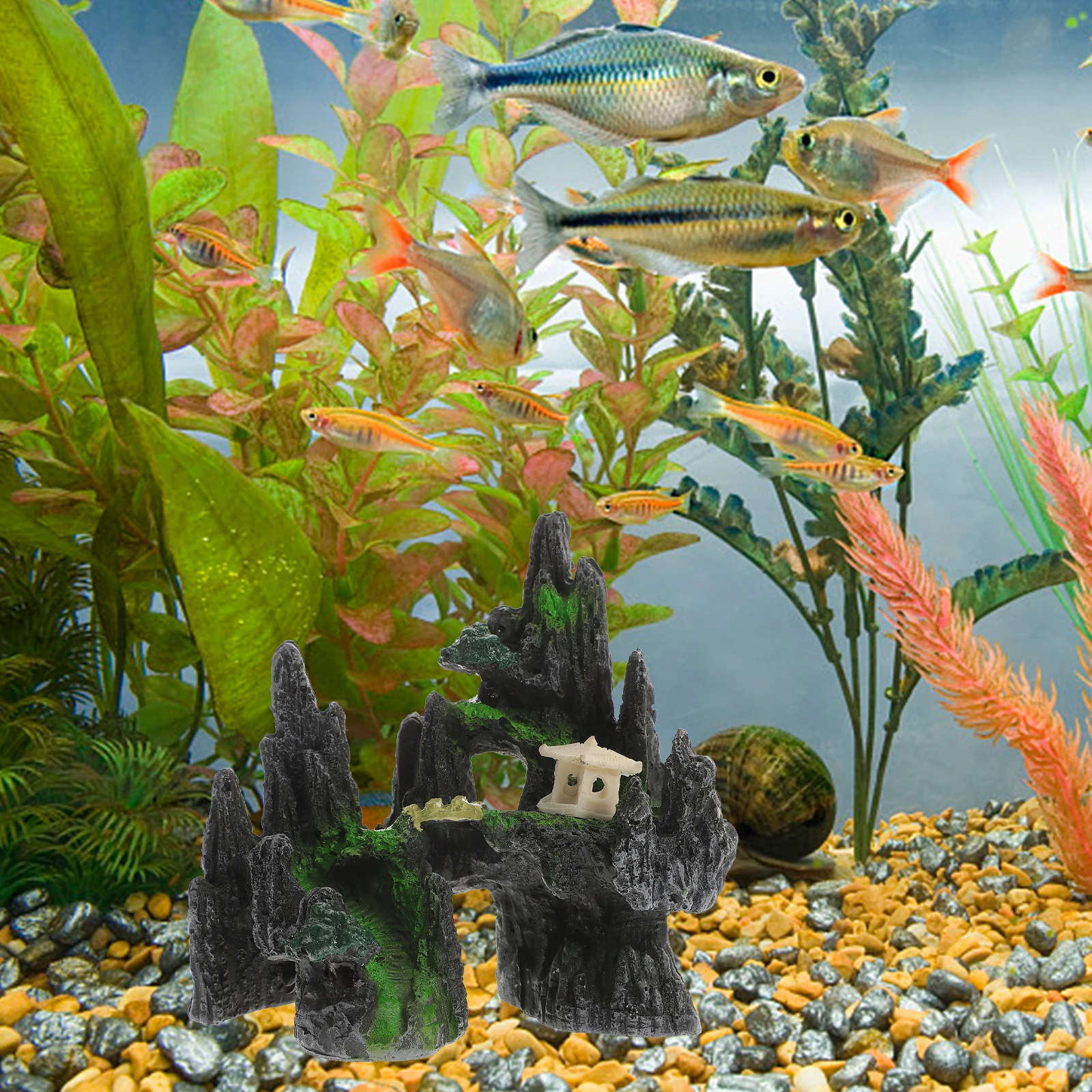 

Compact Fish Tank Decor Exquisite Design Pleasant Color Brightness Household Aquarium Accessories Fish Tank Rocks