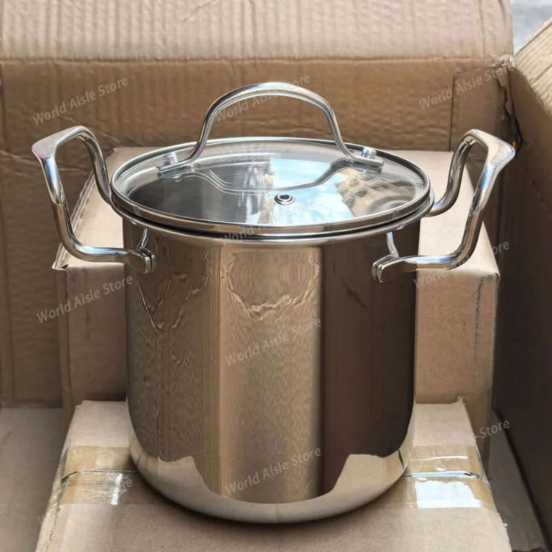 Heavy-Duty Stainless Steel Oden Pot - Dual-Handle Soup Pot for Braising, Curry Simmering, Compatible with Induction Cookers