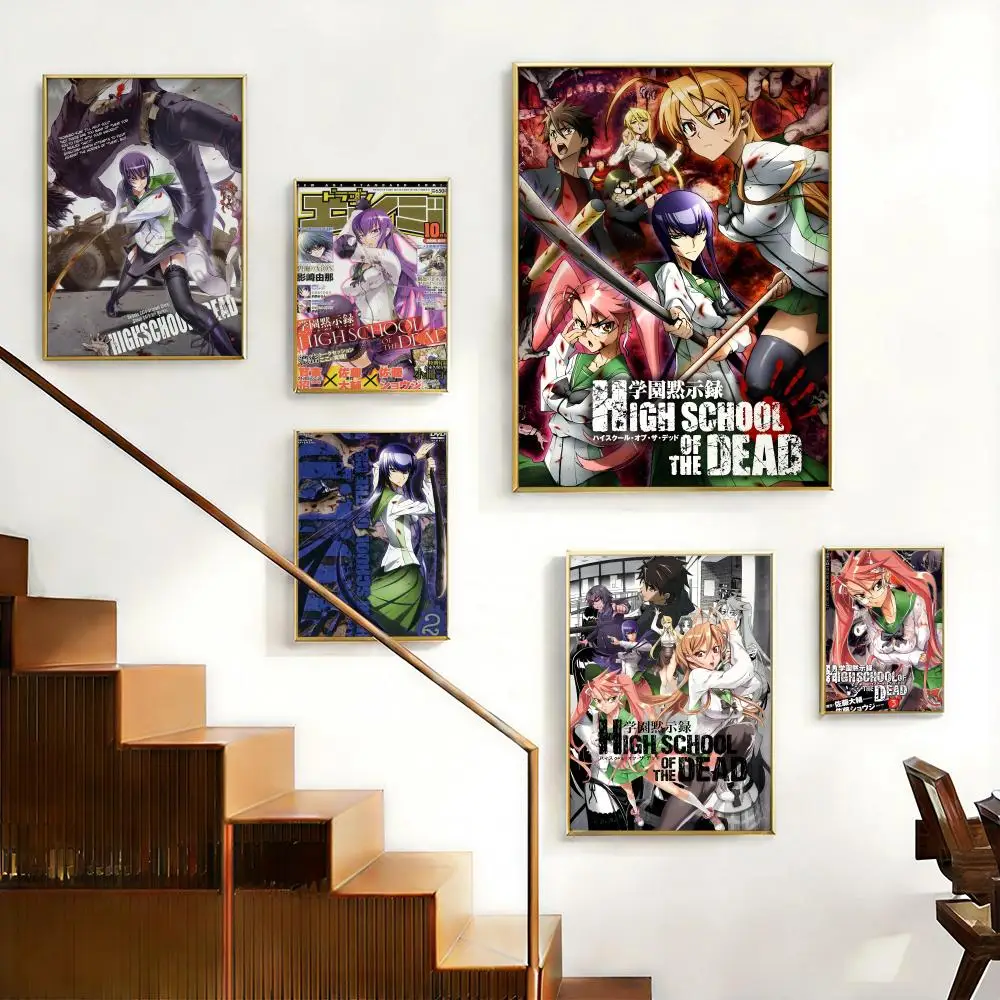 Póster de Anime H-Highschool Of The Dead, autoadhesivo, resistente al agua, perfecto para el hogar, la oficina, el dormitorio, un regalo ideal