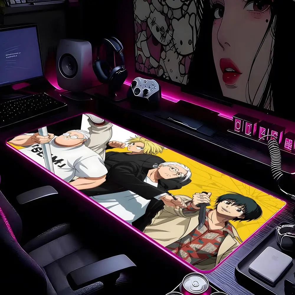 

Популярный коврик для мыши в стиле аниме Taro Sakamoto Days, коврик для мыши с HD-печатью, компьютерный геймерский коврик с запирающимся краем, нескользящий коврик для мыши RGB XXL90x40 см Keybo