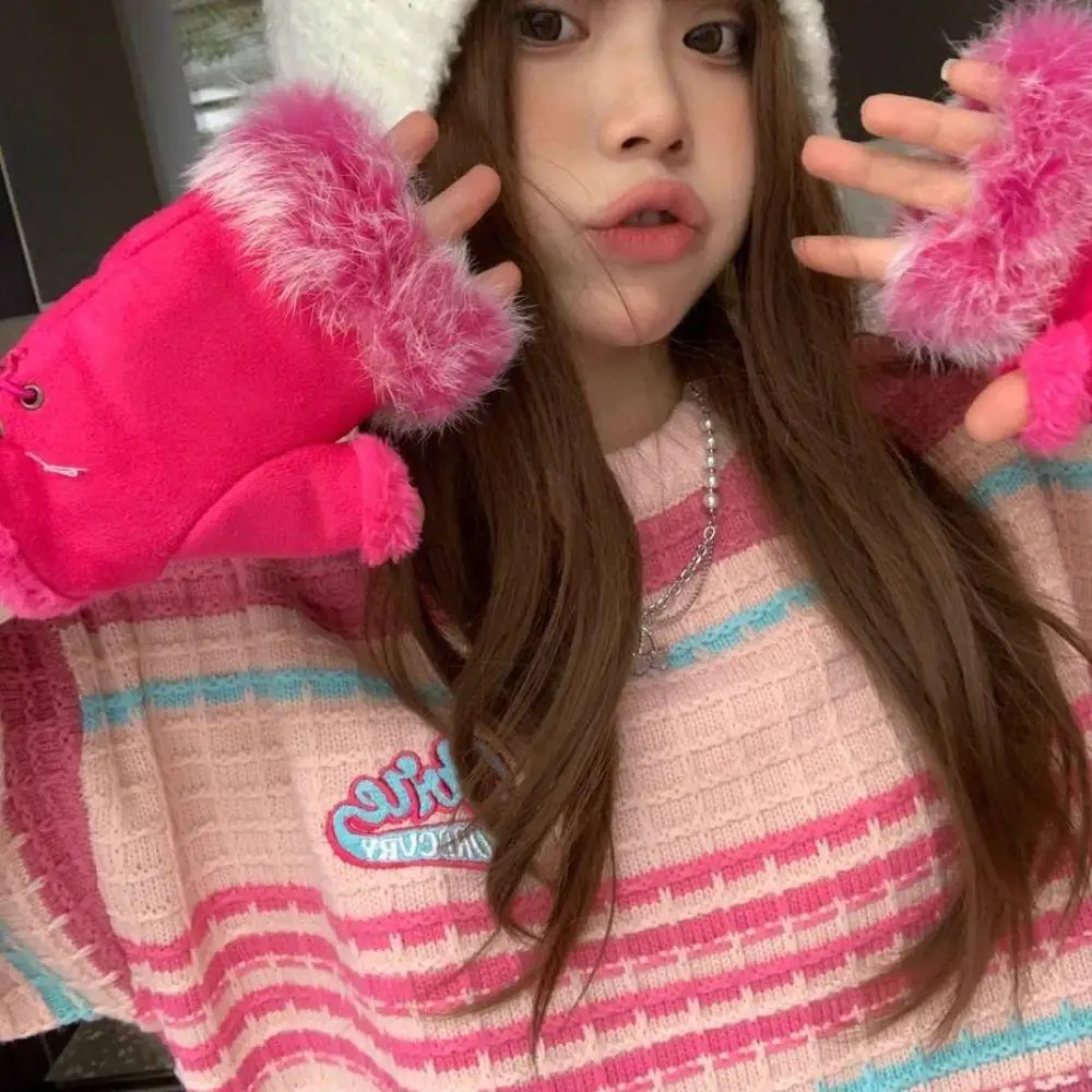 

Популярные зимние перчатки из кроличьего меха с полупальцами, модные теплые сексуальные перчатки из искусственного кроличьего меха на запястье, женские перчатки без пальцев, женские варежки