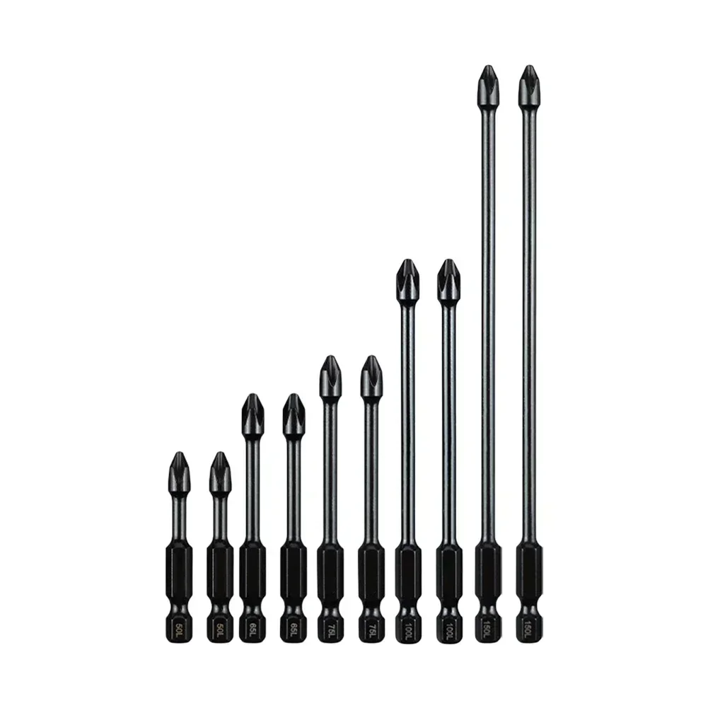 

10pcs Cross Screwdriver Bits Set Magnetic PH2 Screw Driver Bits 1/4 Inch Hex Shank Non-Slip Screwdriver Bit 50/65/75/100/150mm