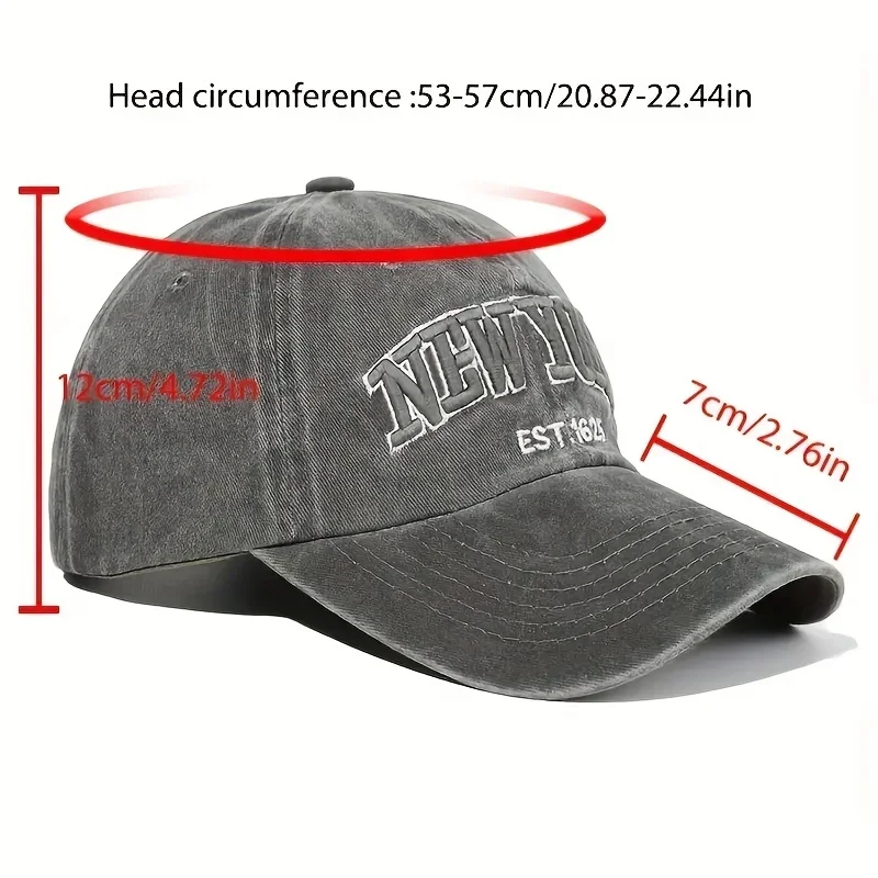 Retro Letter New York Washed Cotton Baseball Caps For Women Men Embroidery Snapback Hats Sun Visors Hip Hop Dad Hat Casquette