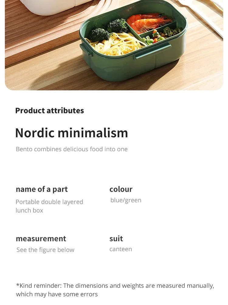 Doppelschichtiges Design mit Gabel und Löffel, Obst-Bento-Box für einfaches Tragen, mikrowellengeeignet und praktische Heiz-Lunchbox – Detail 3