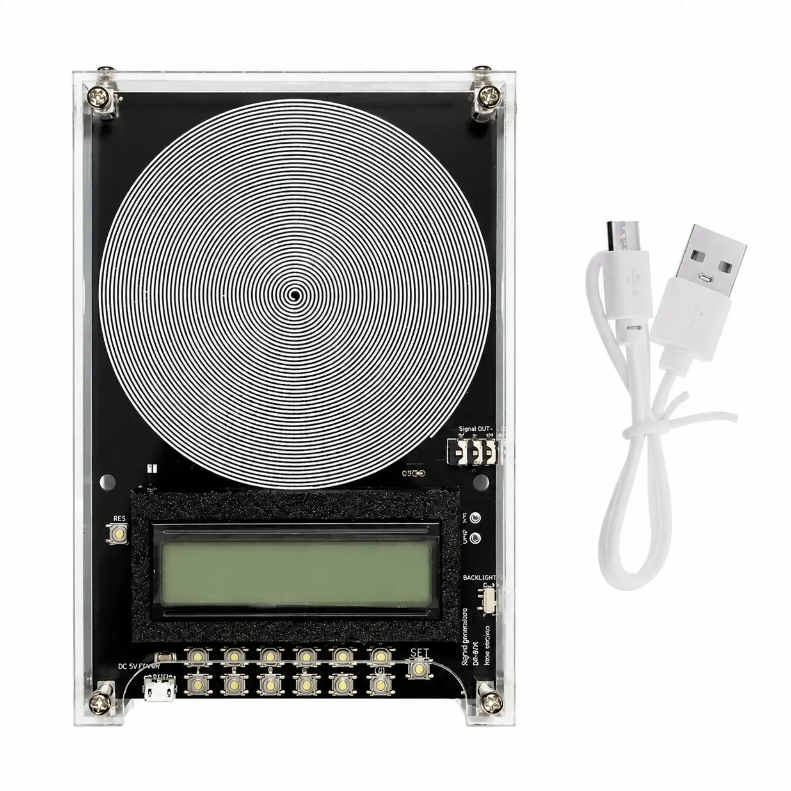 Acrylic Signal Generator with Digital Display Adjustable Frequency 0.1 to 30000 Hz for Hobby Electronics and Audio Testing