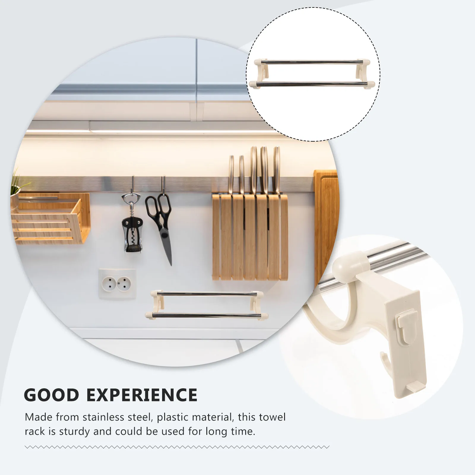 

Towel Rack Racks Bathroom Hand Holder Double Hanger Metal Storage Pp Wall for Stand Mount