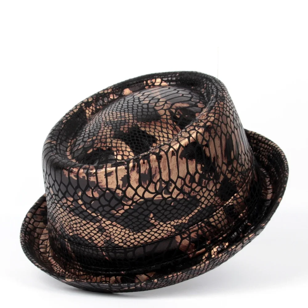 

12Stlye Leather Men Fedora Hat Flat Pork Pie Hat For Gentleman Dad Bowler Porkpie Jazz Hat Big 4Size S M L XL