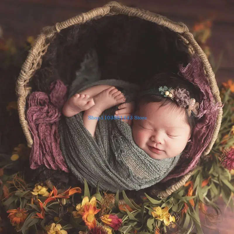 

Q6RE Newborn Blanket diapers Wraps Stretch Knit Wrap Photo Wraps Cloth Accessories