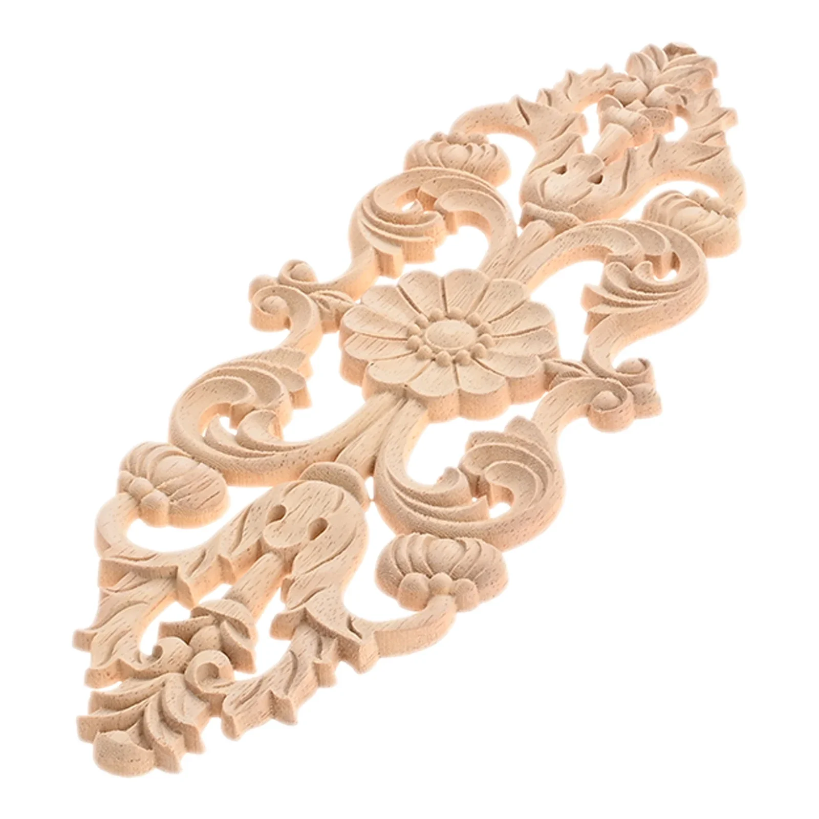 

1Pc Unpainted Oak Carved Wave Flower Onlay Decal Corner New Decorative Vertical Wood Appliques Home Furniture Door Decor Crafts