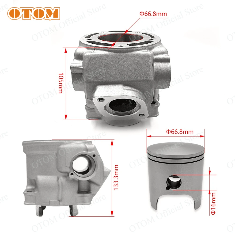 For YAMAHA DT230 LONCIN MT250 GPX TSE250R KEWS Motorcycle 2 Stroke Cylinder Kit 66.8mm Cylinder Block Piston Gasket Piston Rings