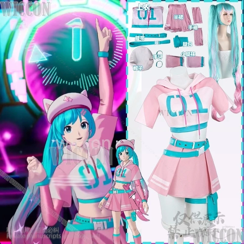 

Mikuu Neko Cosplay Anime Game Project Sekai Costume Fortnte Pink Punk Y2K Uniform Dress Jirai Kei Girls Lovely Lolita Halloween