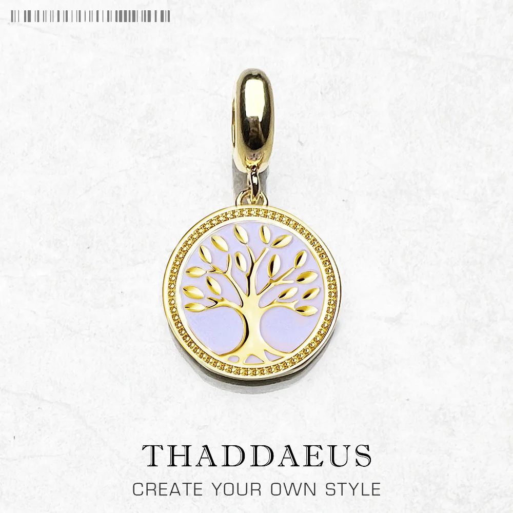 

Fashion Gold Plated Tree Pendant Dangle Charm For Women New 925 Sterling Silver Classic Love Gift