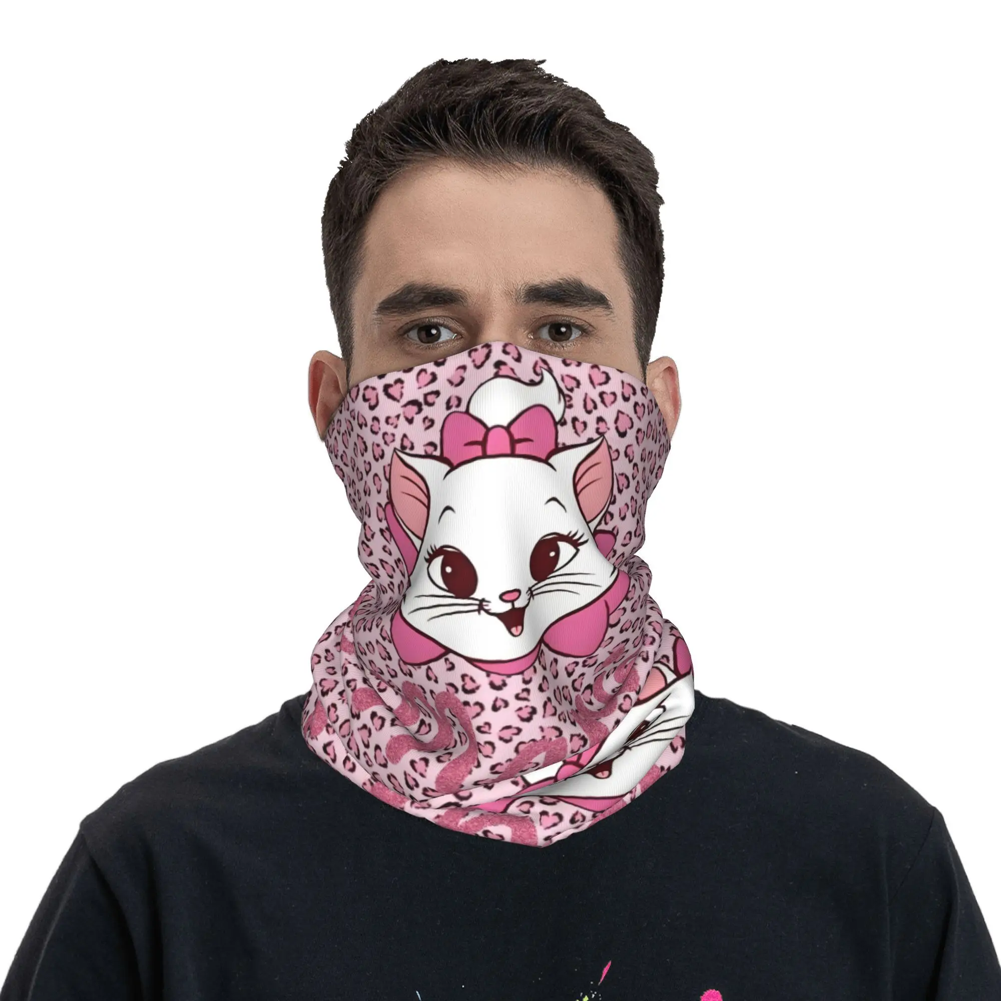 مخصص لطيف الطفل هريرة الرقبة الجراب النساء الرجال الأشعة فوق البنفسجية الوجه درع الشتاء ماري جرلي القط فيلم باندانا وشاح للتزلج